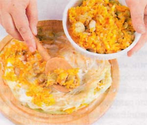 Капустный торт с грибами